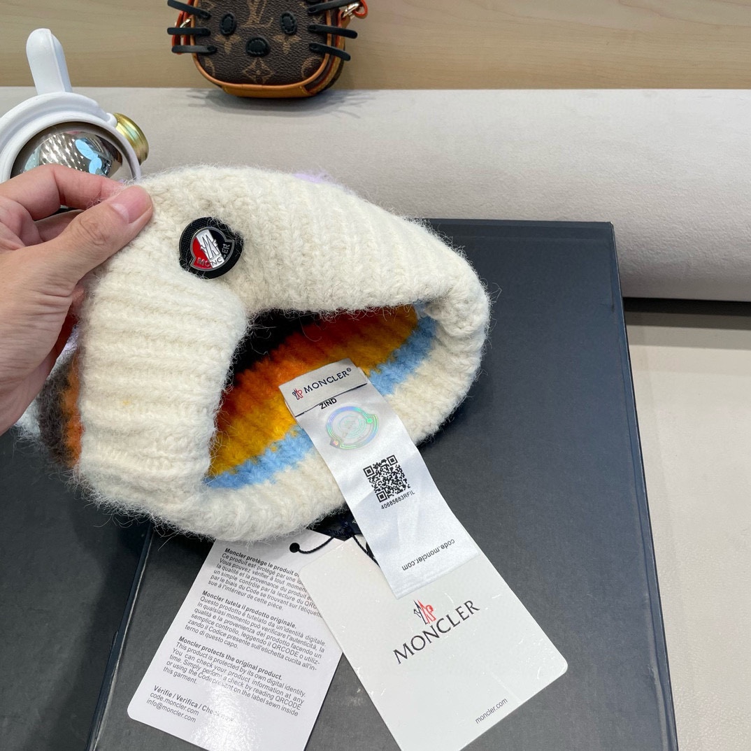 monvler拼色条纹百搭毛绒针织帽子女秋冬保暖显脸小包头帽网红休闲毛线帽