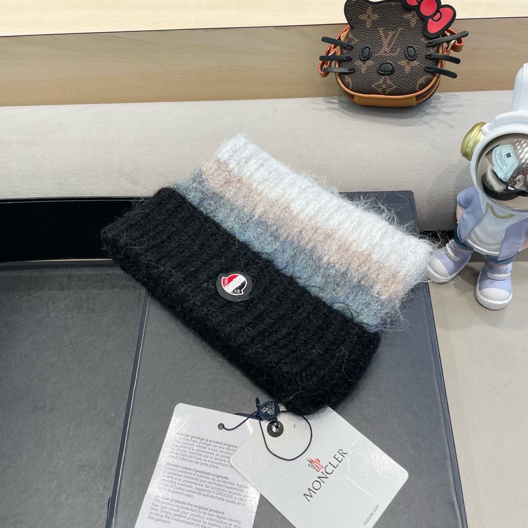 monvler拼色条纹百搭毛绒针织帽子女秋冬保暖显脸小包头帽网红休闲毛线帽