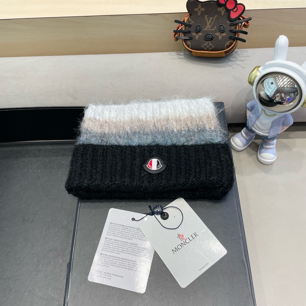 monvler拼色条纹百搭毛绒针织帽子女秋冬保暖显脸小包头帽网红休闲毛线帽