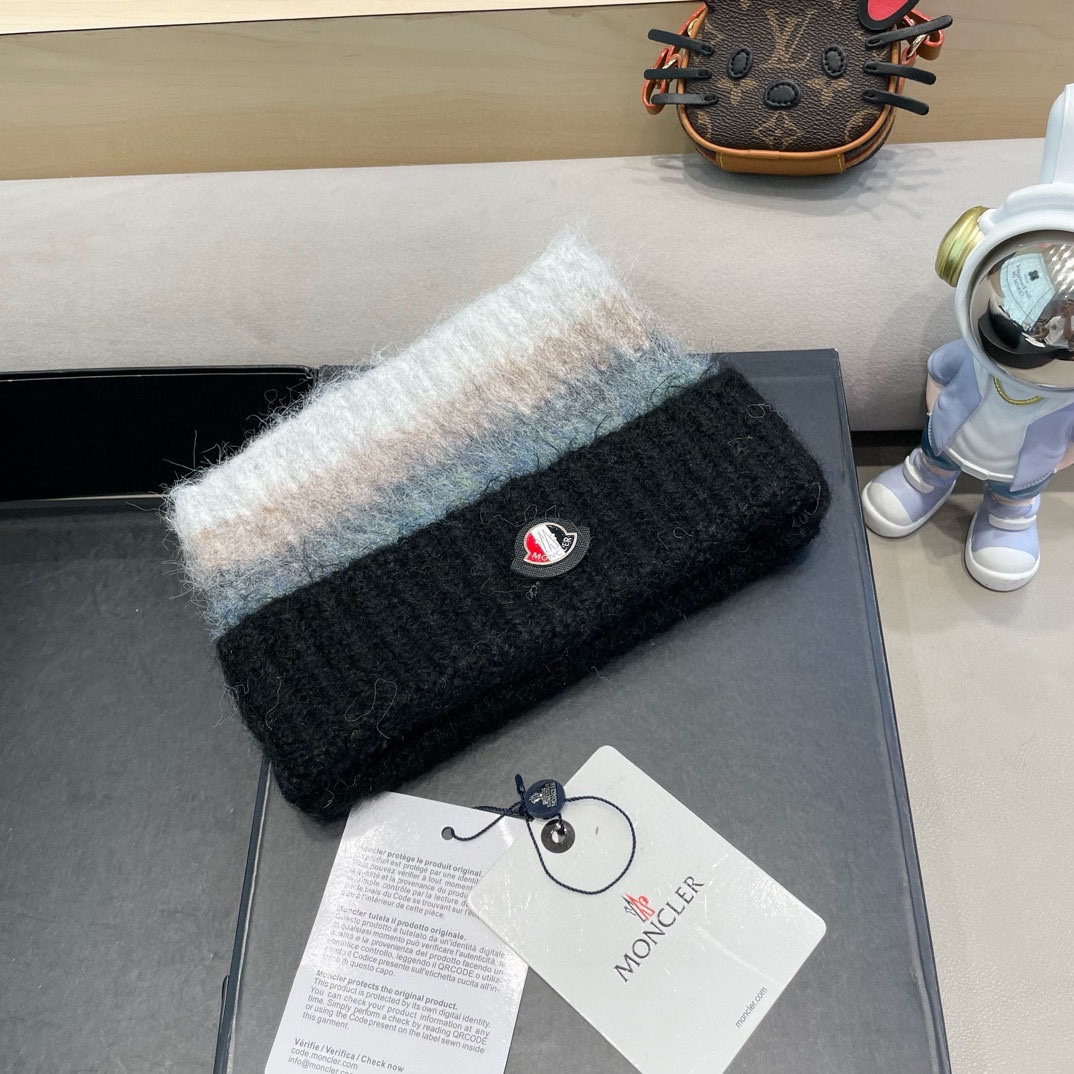 monvler拼色条纹百搭毛绒针织帽子女秋冬保暖显脸小包头帽网红休闲毛线帽