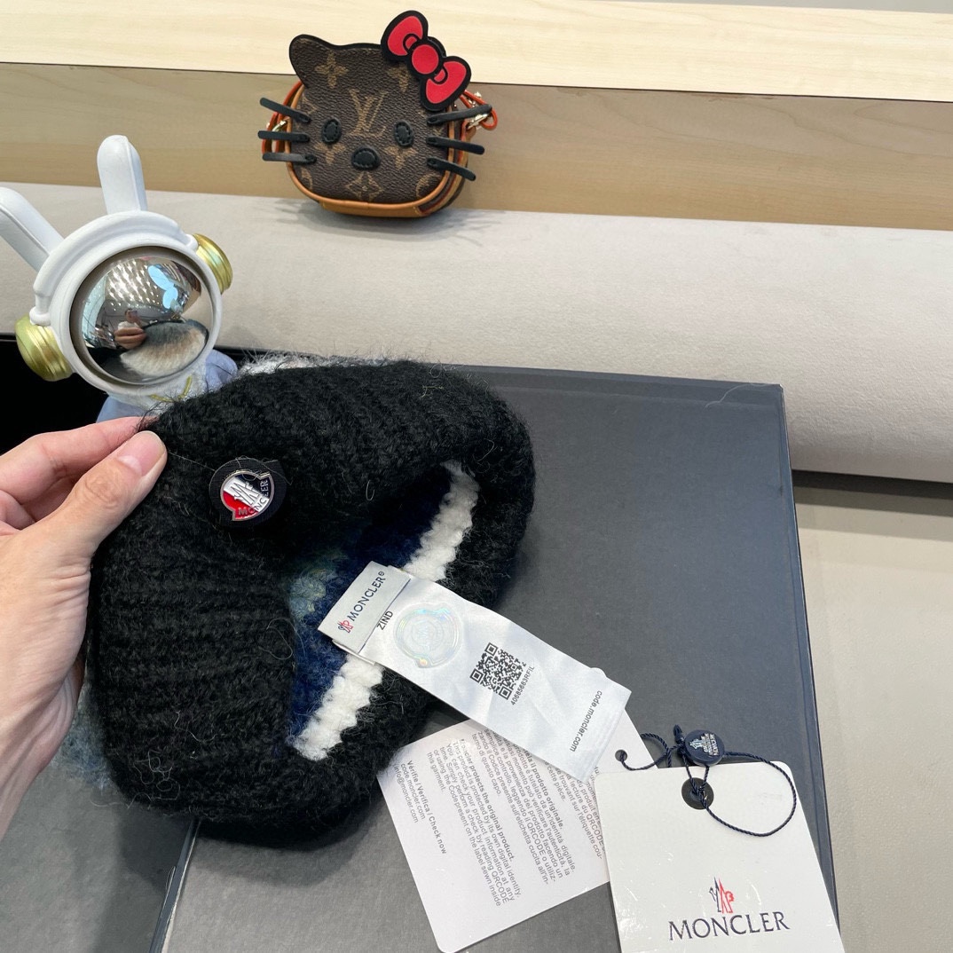 monvler拼色条纹百搭毛绒针织帽子女秋冬保暖显脸小包头帽网红休闲毛线帽