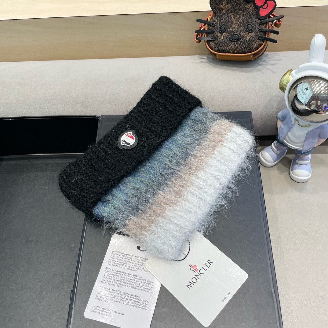 monvler拼色条纹百搭毛绒针织帽子女秋冬保暖显脸小包头帽网红休闲毛线帽