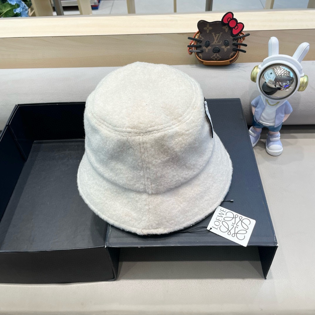 罗意威loewe春秋冬渔夫帽女新款针织百搭字母盆帽网红百搭遮阳显脸小水桶帽