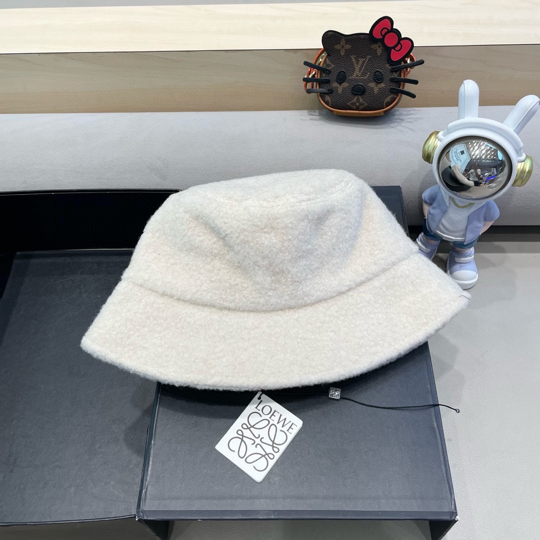 罗意威loewe春秋冬渔夫帽女新款针织百搭字母盆帽网红百搭遮阳显脸小水桶帽