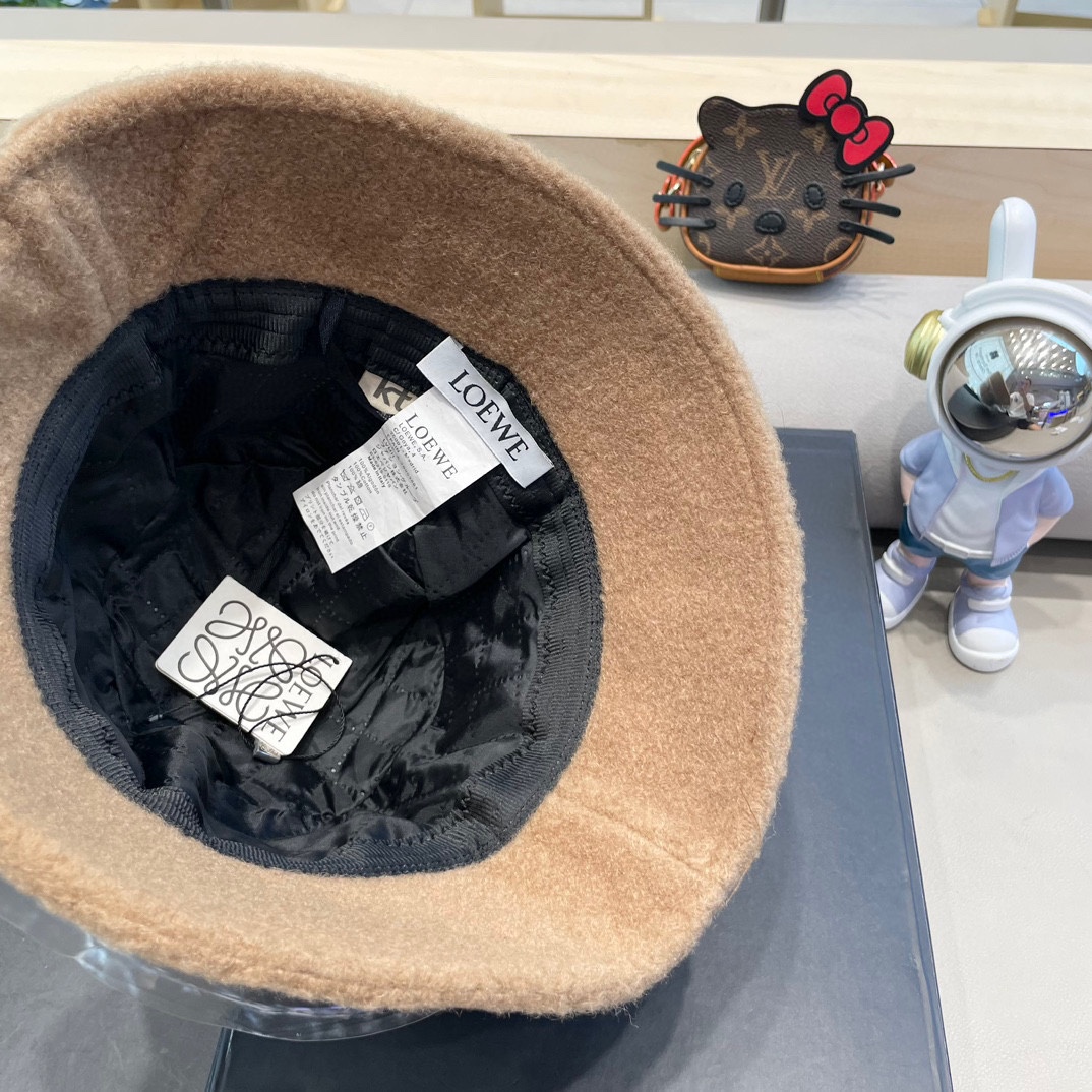 罗意威loewe春秋冬渔夫帽女新款针织百搭字母盆帽网红百搭遮阳显脸小水桶帽