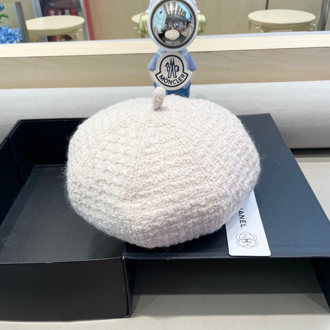 Chanel香奈儿贝雷帽女春秋款2024新款显脸小时尚帽子日系百搭大头围蓓蕾画家帽