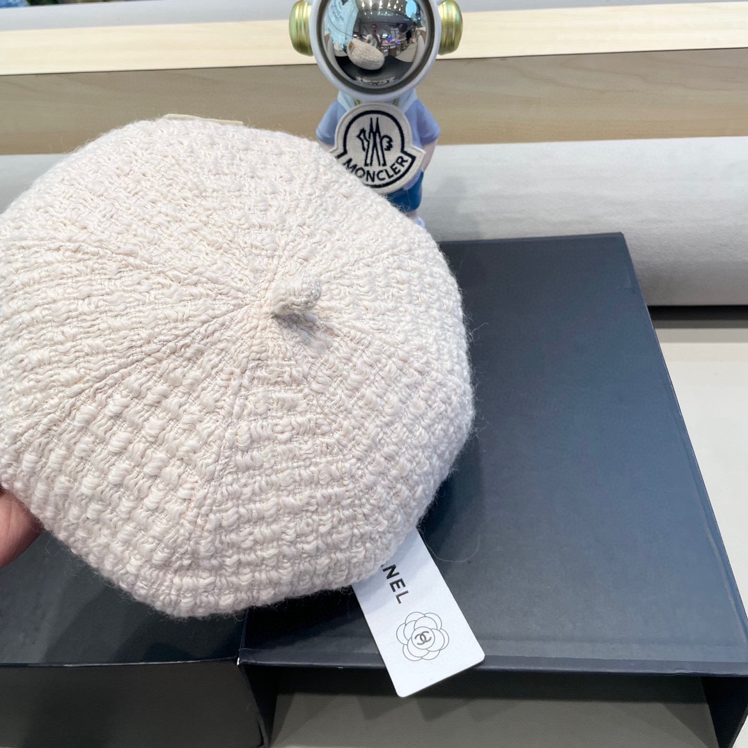 Chanel香奈儿贝雷帽女春秋款2024新款显脸小时尚帽子日系百搭大头围蓓蕾画家帽