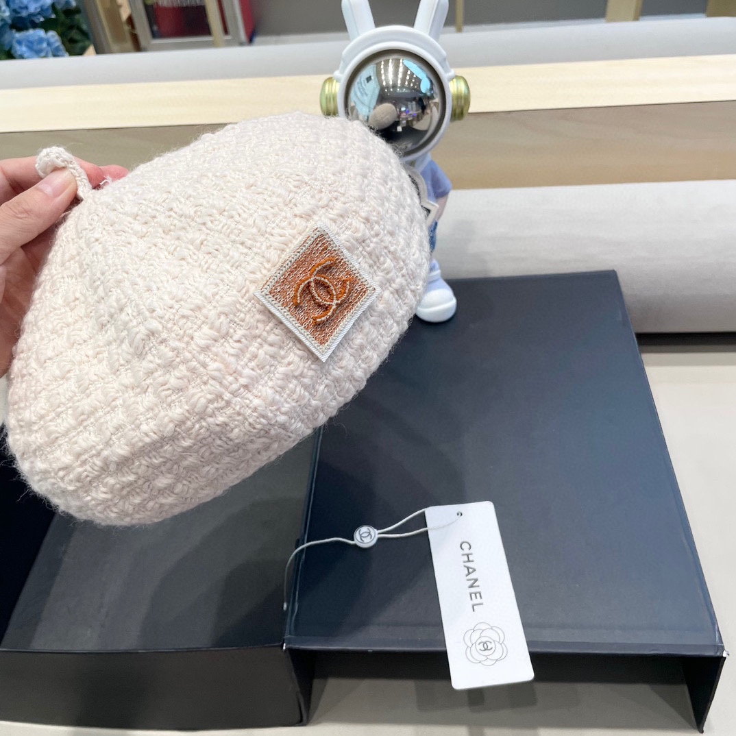Chanel香奈儿贝雷帽女春秋款2024新款显脸小时尚帽子日系百搭大头围蓓蕾画家帽