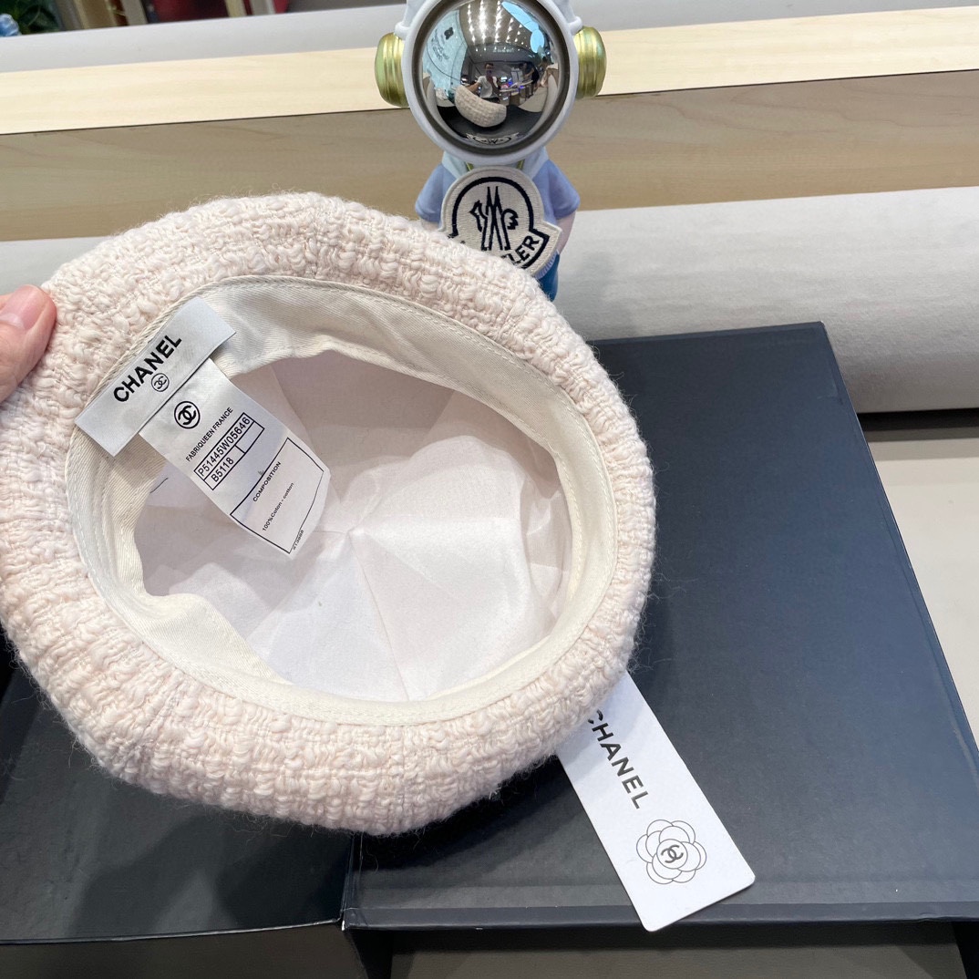 Chanel香奈儿贝雷帽女春秋款2024新款显脸小时尚帽子日系百搭大头围蓓蕾画家帽
