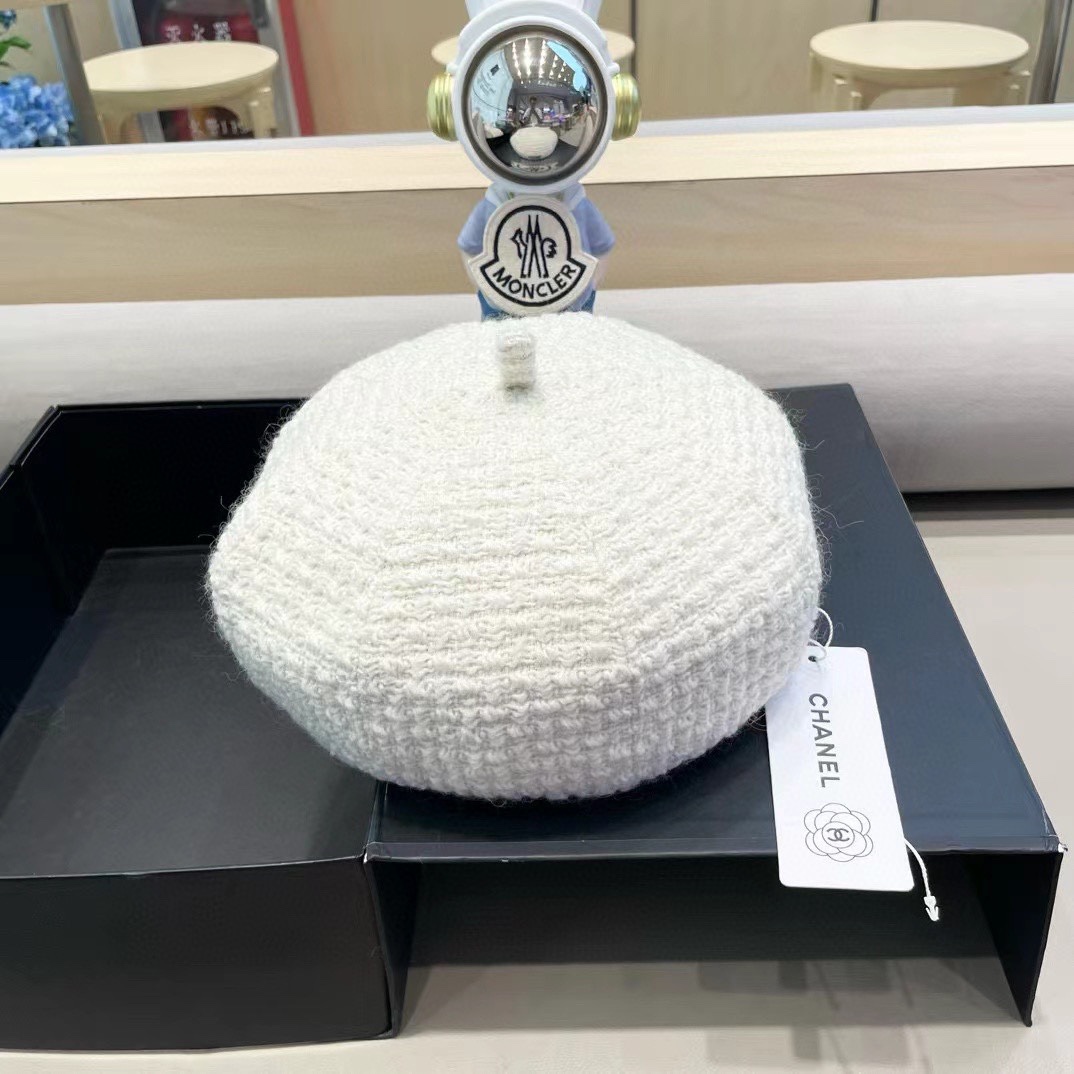 Chanel香奈儿贝雷帽女春秋款2024新款显脸小时尚帽子日系百搭大头围蓓蕾画家帽