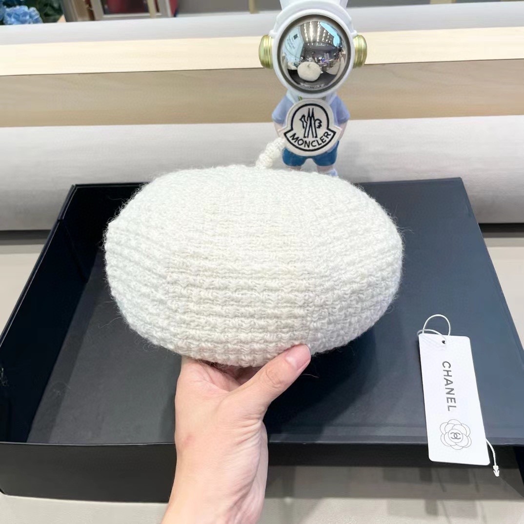 Chanel香奈儿贝雷帽女春秋款2024新款显脸小时尚帽子日系百搭大头围蓓蕾画家帽