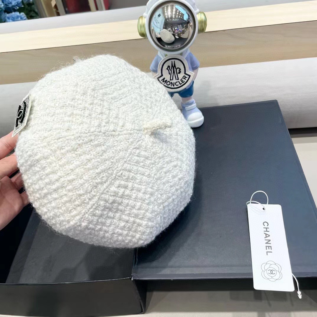 Chanel香奈儿贝雷帽女春秋款2024新款显脸小时尚帽子日系百搭大头围蓓蕾画家帽