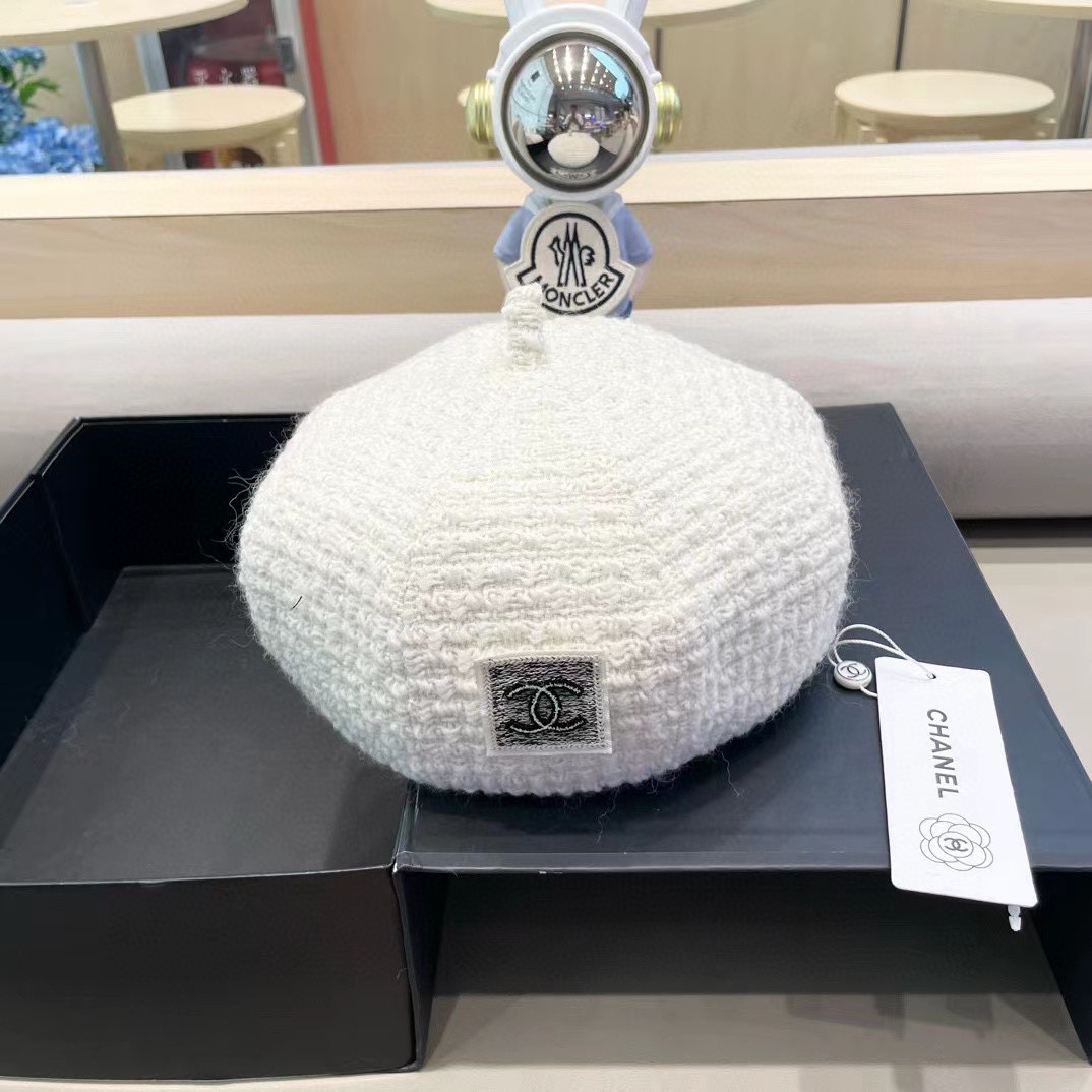 Chanel香奈儿贝雷帽女春秋款2024新款显脸小时尚帽子日系百搭大头围蓓蕾画家帽