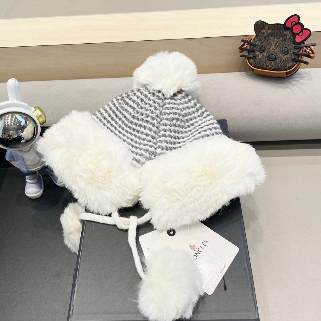 MONCLER蒙口高品质秋冬加厚针织盆帽美拉德毛绒毛线加厚渔夫帽子