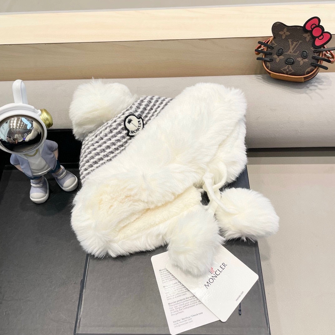 MONCLER蒙口高品质秋冬加厚针织盆帽美拉德毛绒毛线加厚渔夫帽子