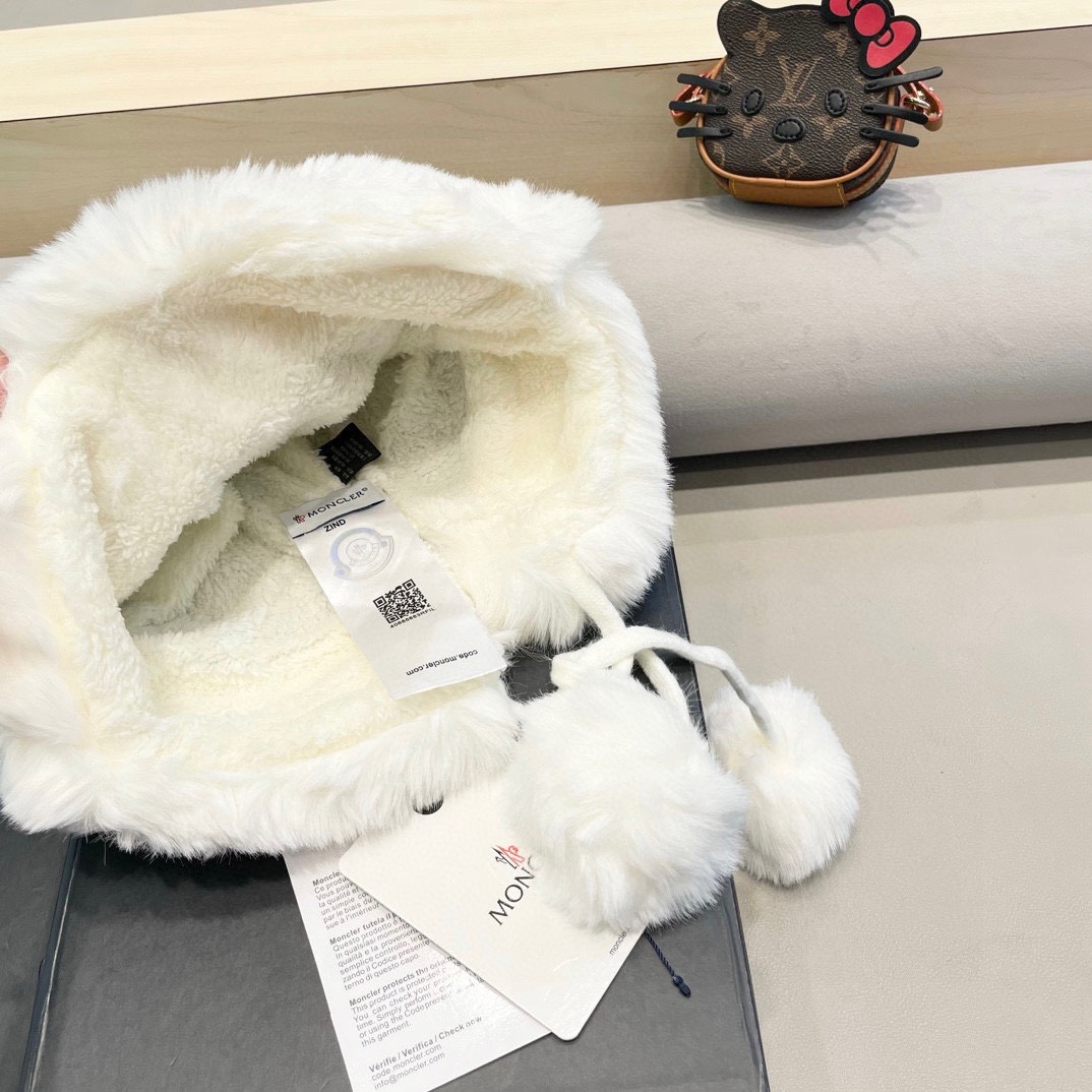 MONCLER蒙口高品质秋冬加厚针织盆帽美拉德毛绒毛线加厚渔夫帽子