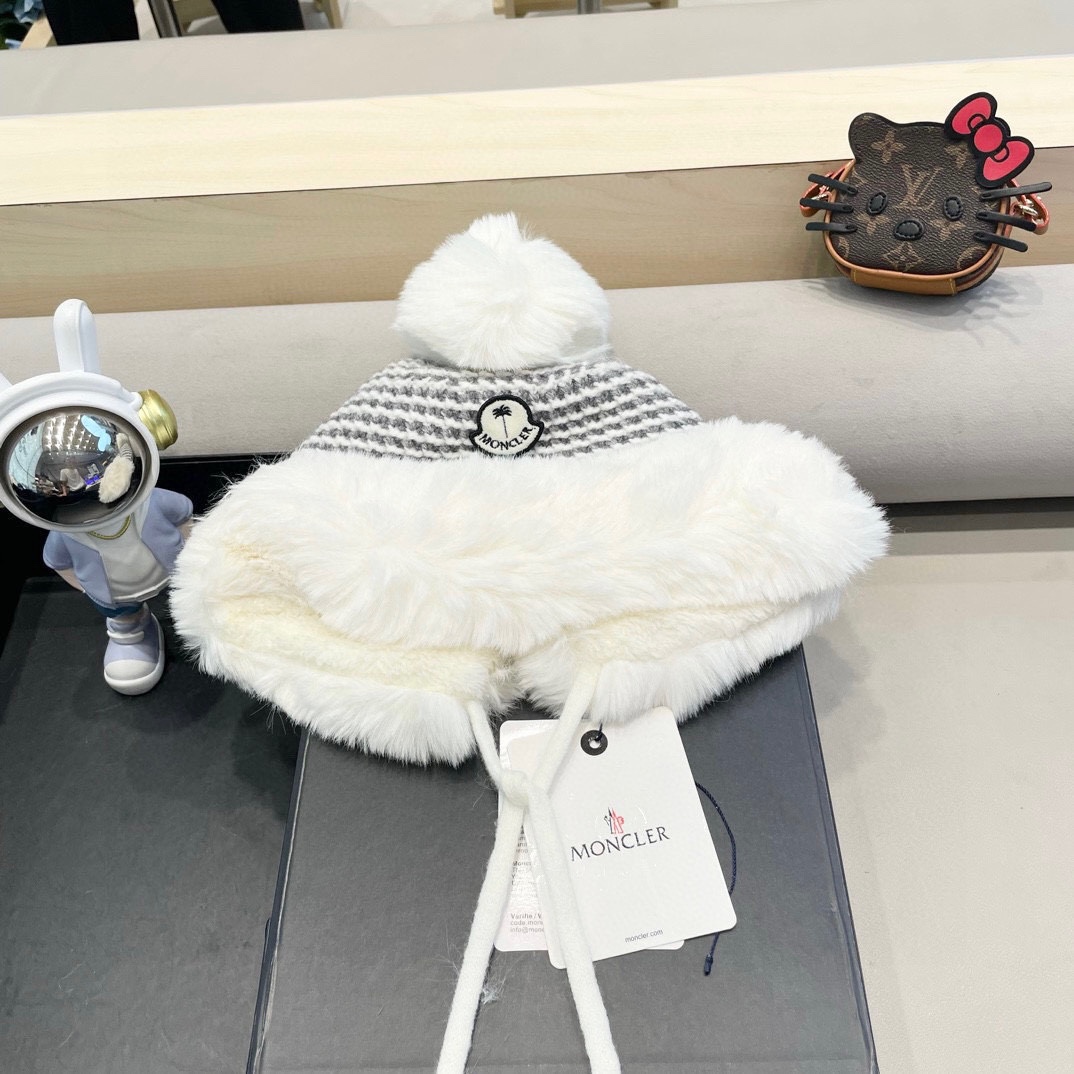 MONCLER蒙口高品质秋冬加厚针织盆帽美拉德毛绒毛线加厚渔夫帽子