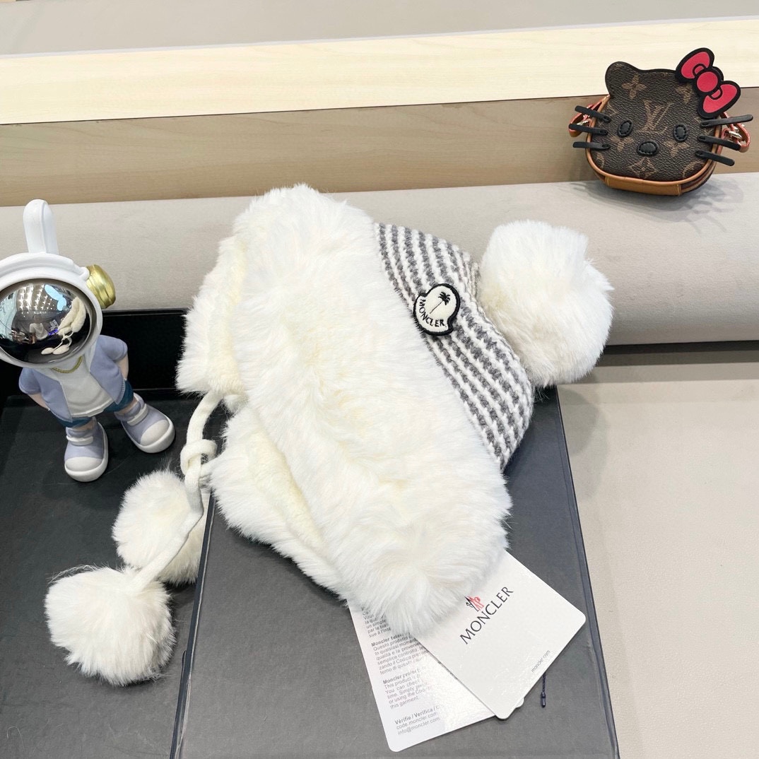 MONCLER蒙口高品质秋冬加厚针织盆帽美拉德毛绒毛线加厚渔夫帽子