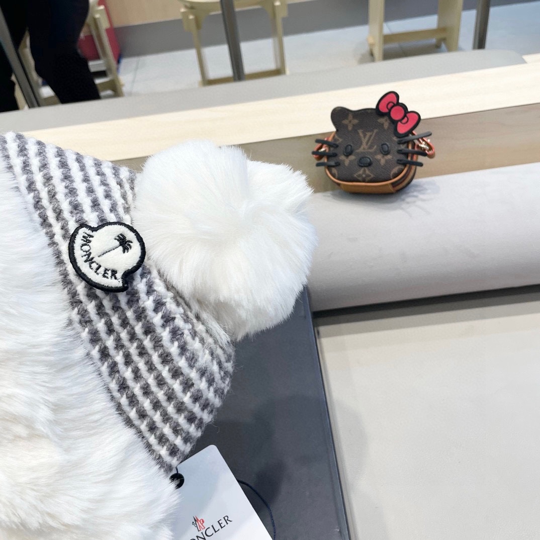 MONCLER蒙口高品质秋冬加厚针织盆帽美拉德毛绒毛线加厚渔夫帽子