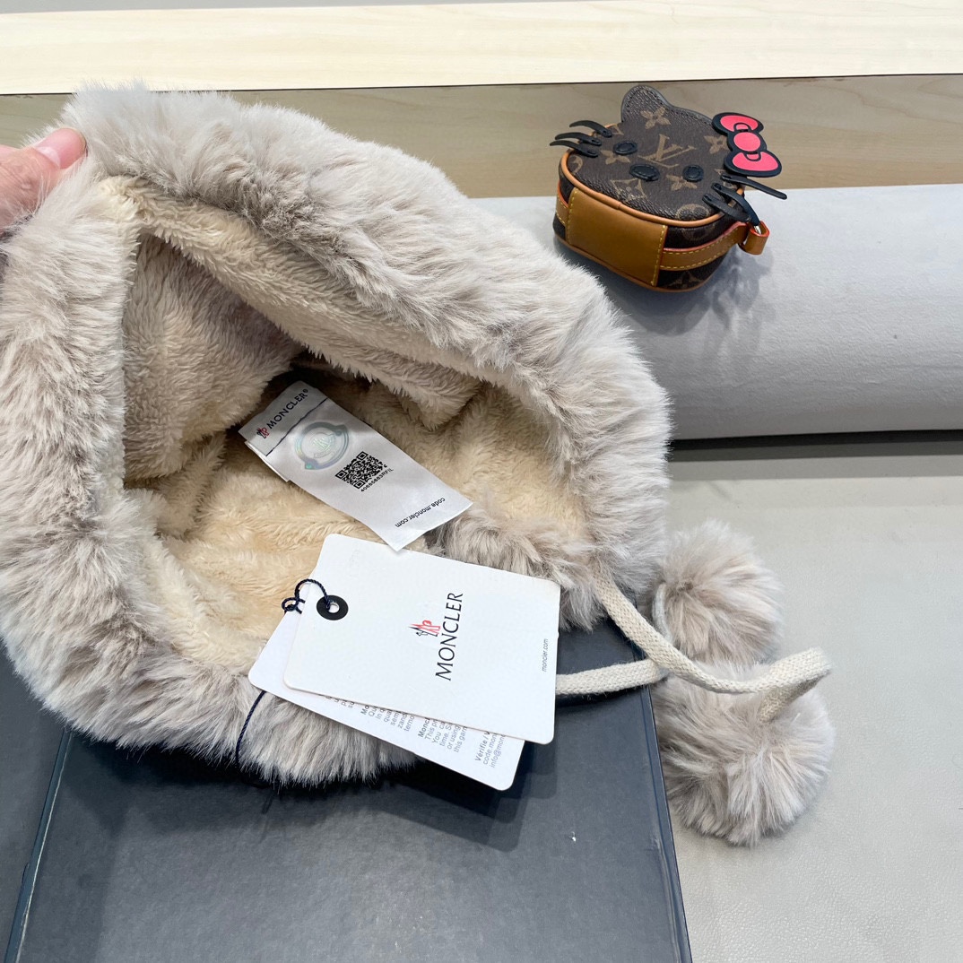 MONCLER蒙口高品质秋冬加厚针织盆帽美拉德毛绒毛线加厚渔夫帽子