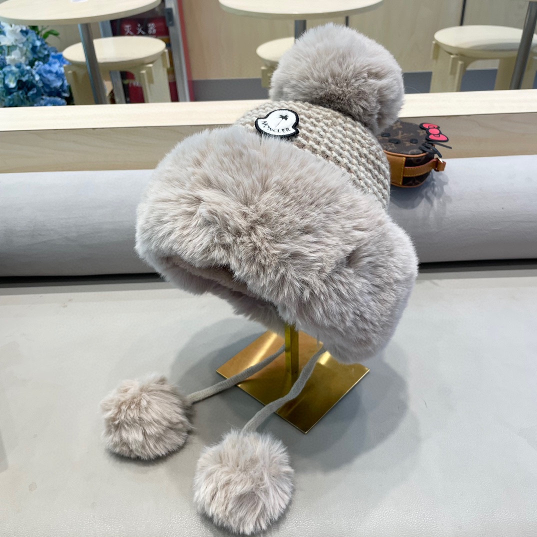 MONCLER蒙口高品质秋冬加厚针织盆帽美拉德毛绒毛线加厚渔夫帽子