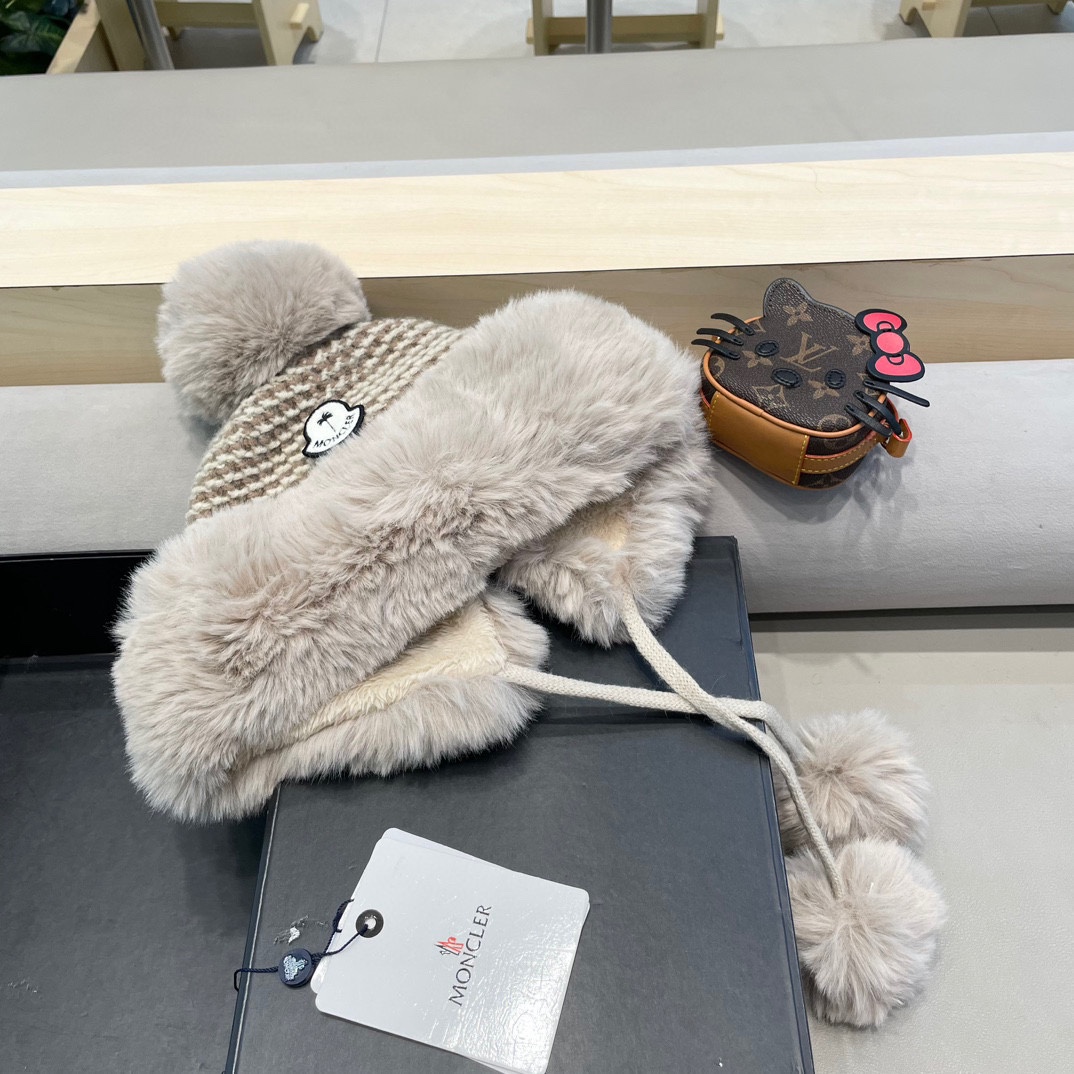 MONCLER蒙口高品质秋冬加厚针织盆帽美拉德毛绒毛线加厚渔夫帽子