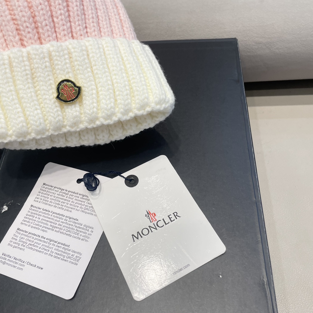 moncler帽子女韩版圣诞狐狸毛球帽子亲子秋冬加厚保暖笑脸羊毛线针织帽潮