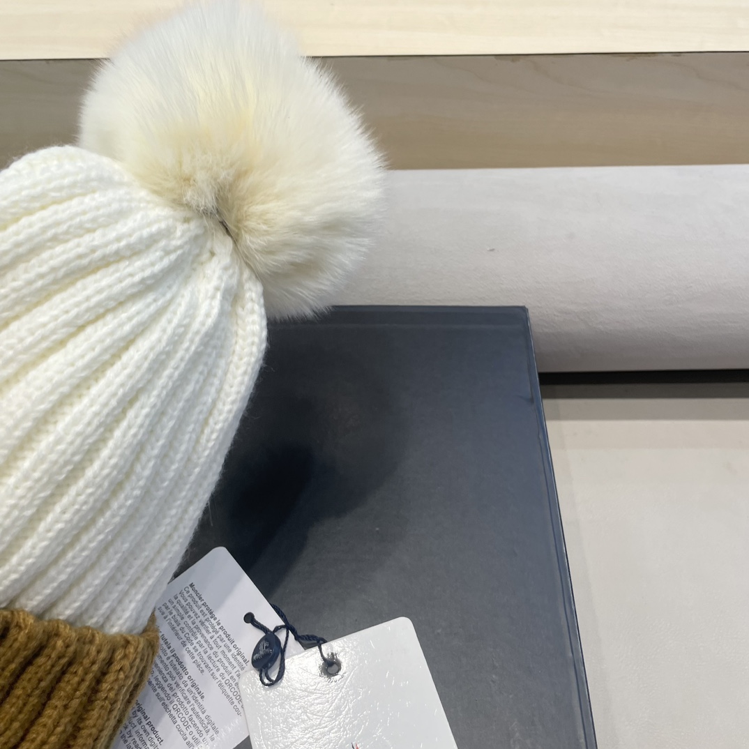 moncler帽子女韩版圣诞狐狸毛球帽子亲子秋冬加厚保暖笑脸羊毛线针织帽潮