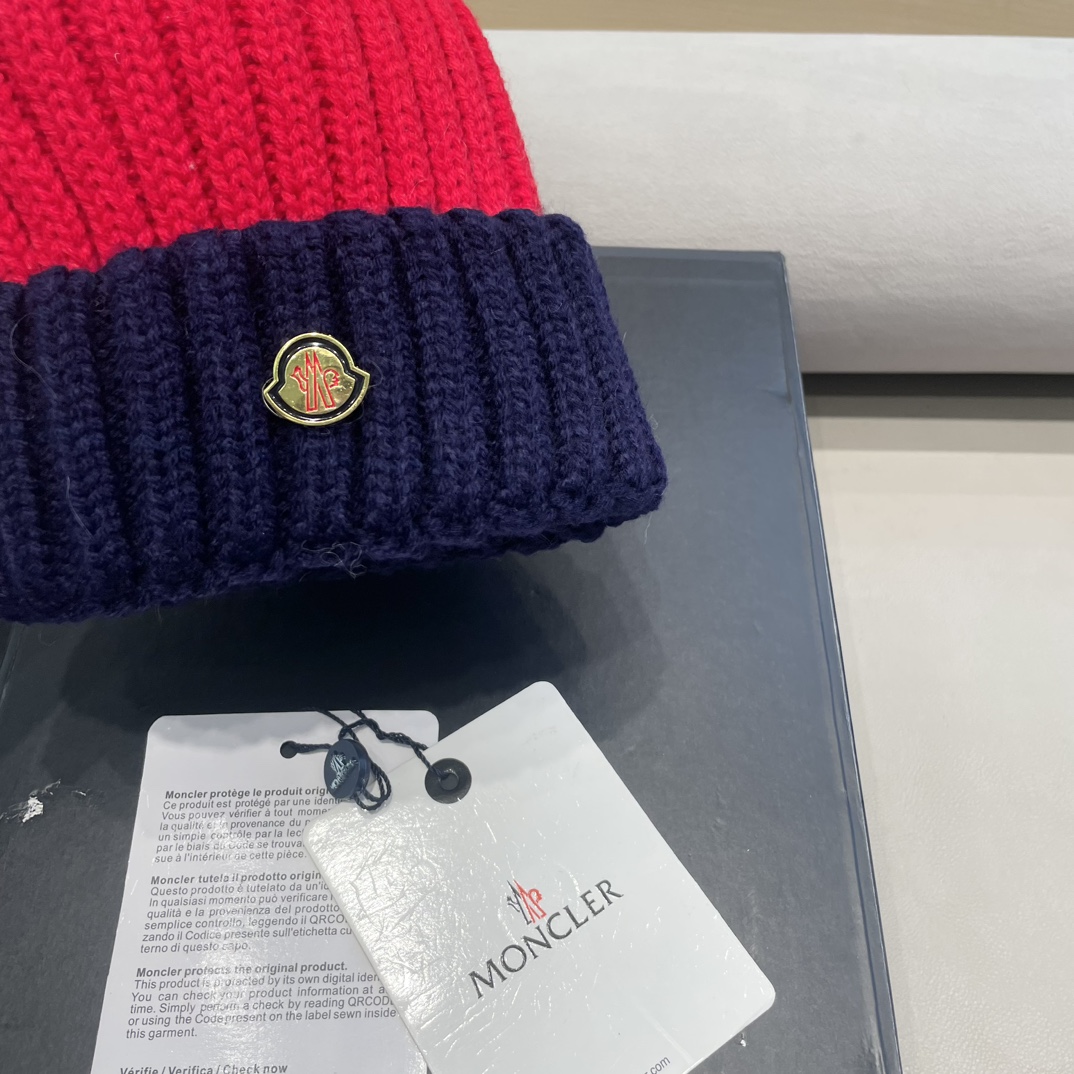 moncler帽子女韩版圣诞狐狸毛球帽子亲子秋冬加厚保暖笑脸羊毛线针织帽潮