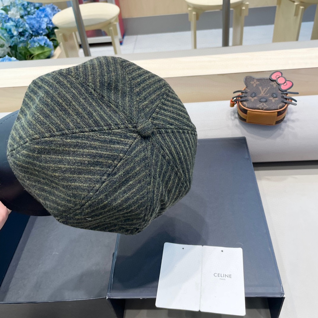 塞琳Celine日系优雅混色花呢皮沿八角帽加厚保暖画家帽时尚报童帽秋冬贝雷帽