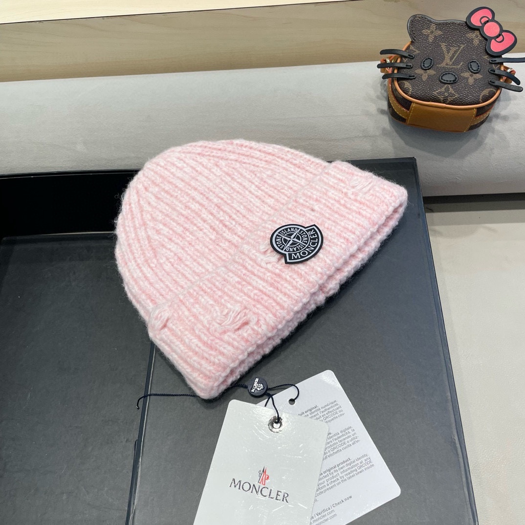 Moncler蒙口2024年新款美式针织时尚潮流嘻哈冷帽粗线大头围毛线帽女