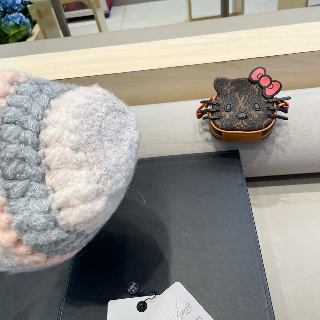 moncler条纹毛线帽子女款2024新款冬季保暖护耳洋气针织帽大头围百搭时尚