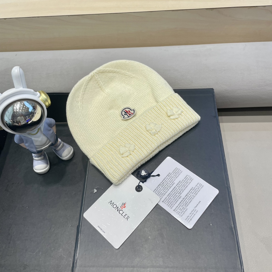 moncler 2024新款大头围红色毛线帽小众可爱蝴蝶结甜美冷帽秋冬保暖针织帽