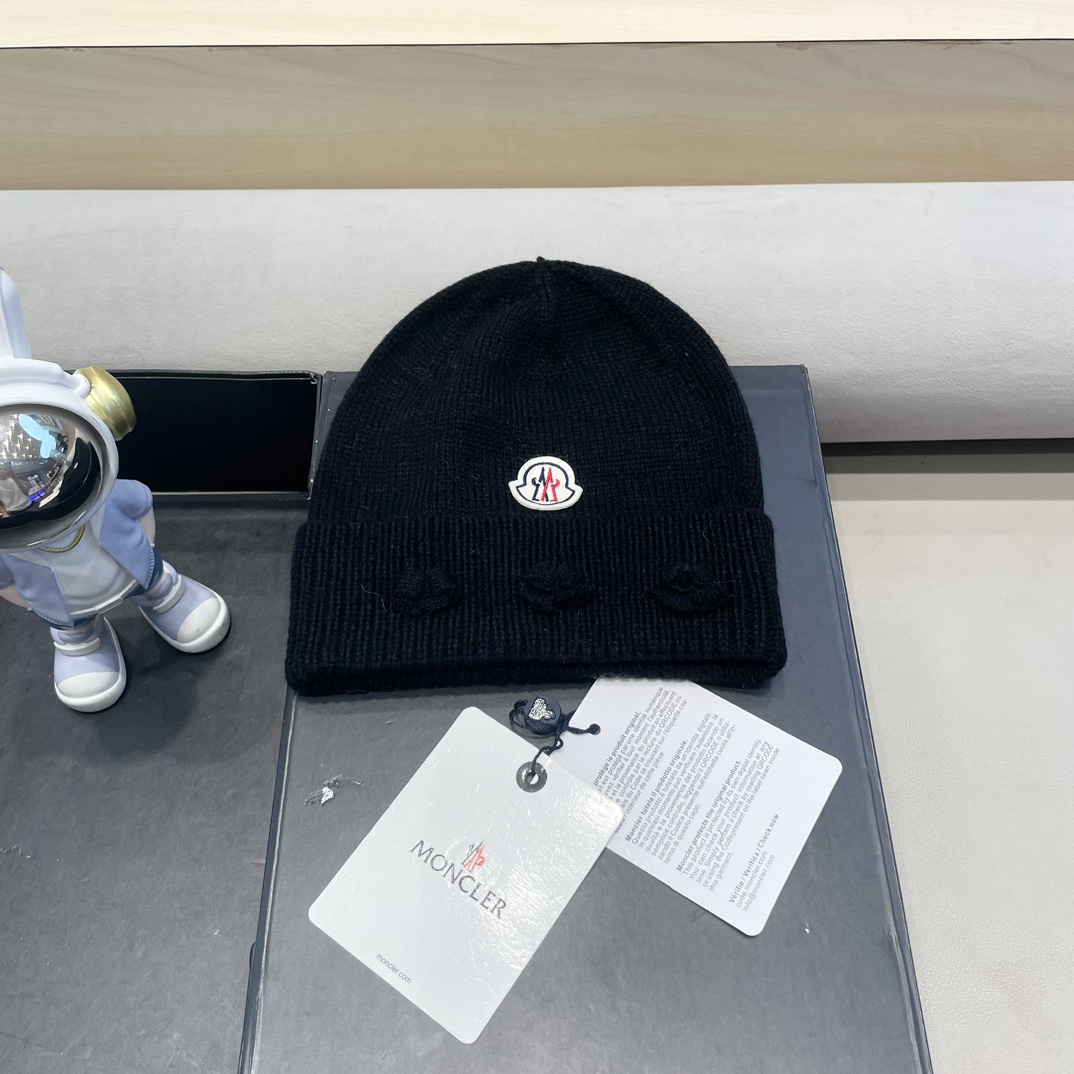 moncler 2024新款大头围红色毛线帽小众可爱蝴蝶结甜美冷帽秋冬保暖针织帽