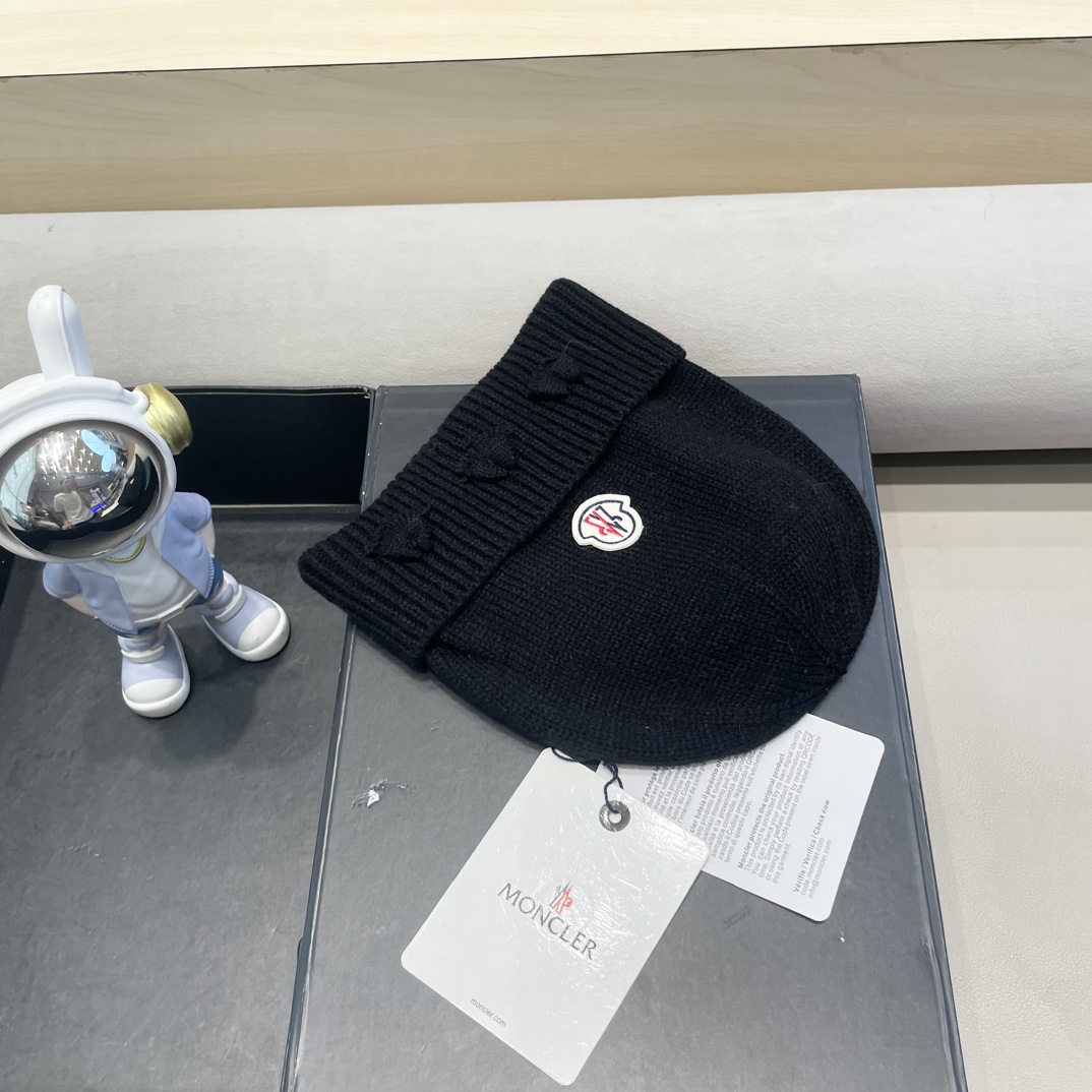 moncler 2024新款大头围红色毛线帽小众可爱蝴蝶结甜美冷帽秋冬保暖针织帽