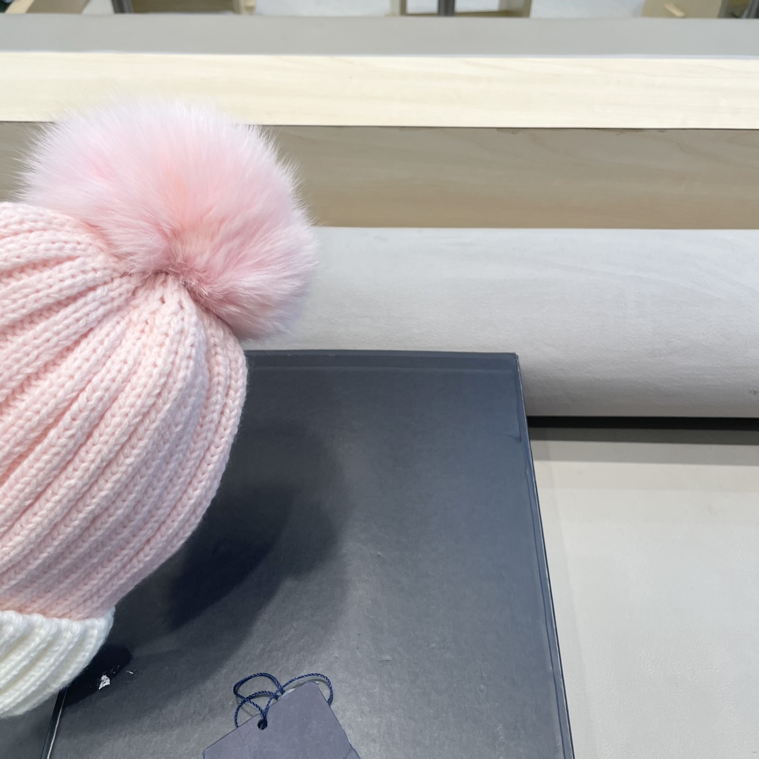 lv路易威登韩版ins秋冬季真狐狸毛球毛线帽子女百搭时尚亲子针织帽潮