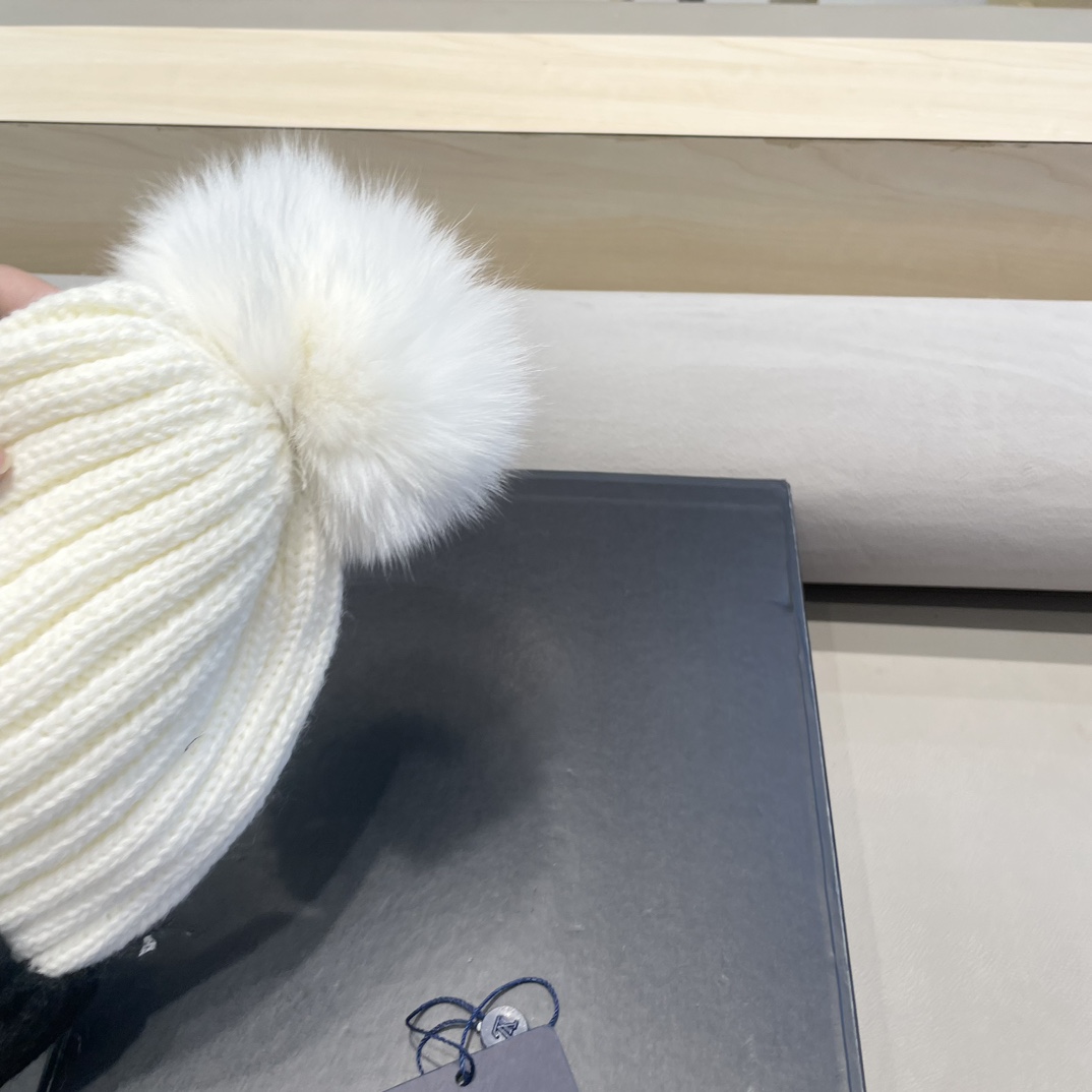 lv路易威登韩版ins秋冬季真狐狸毛球毛线帽子女百搭时尚亲子针织帽潮