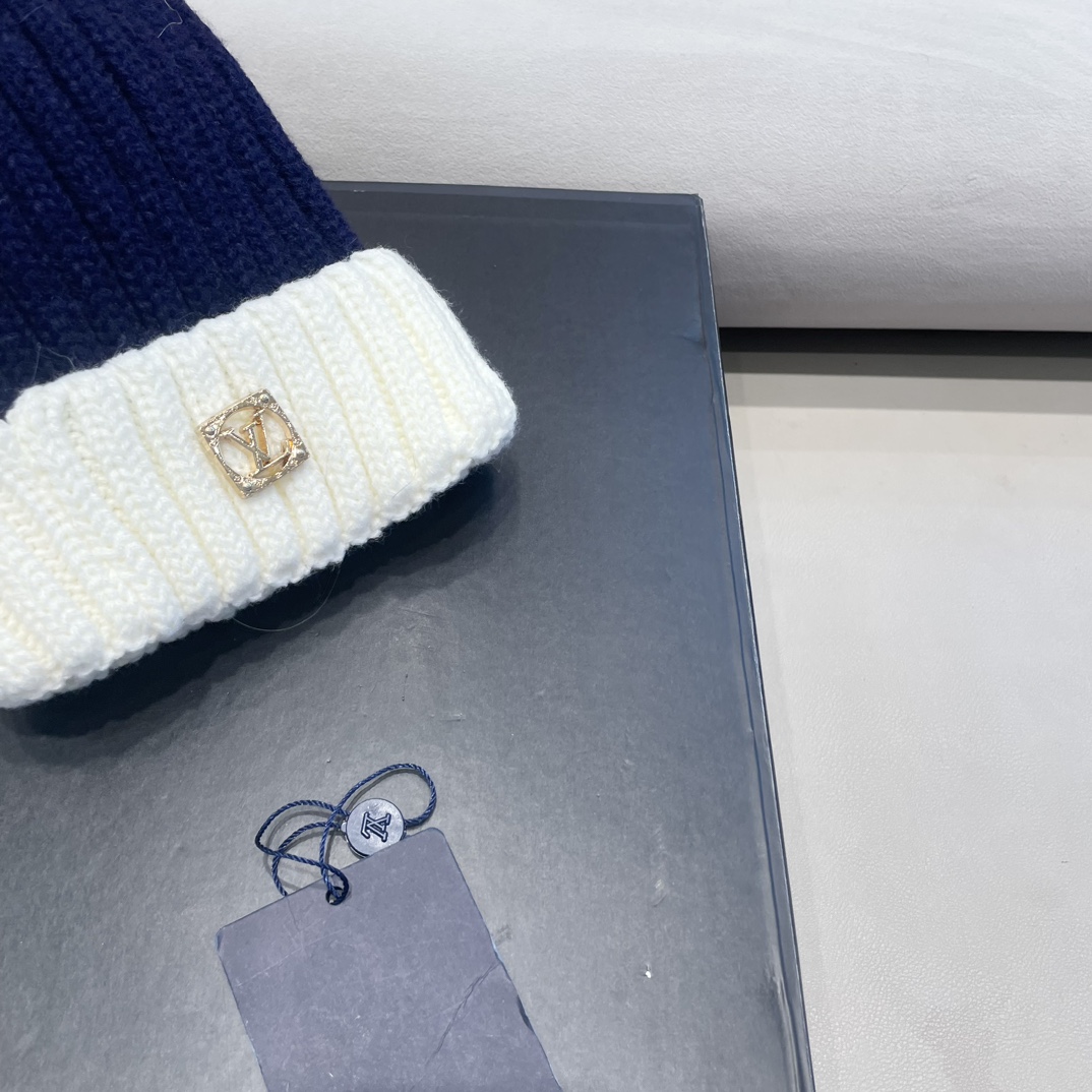 lv路易威登韩版ins秋冬季真狐狸毛球毛线帽子女百搭时尚亲子针织帽潮