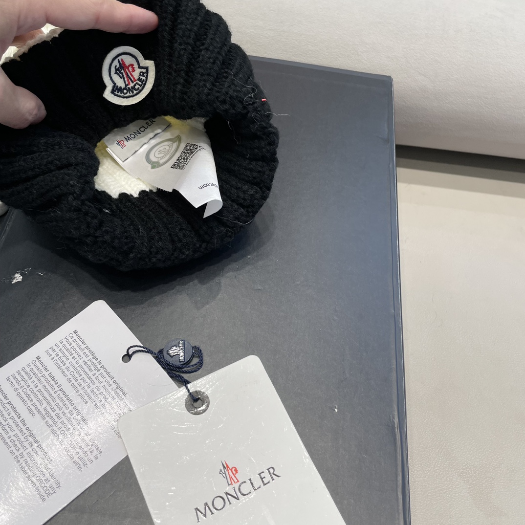 moncler帽子女韩版圣诞狐狸毛球帽子亲子秋冬加厚保暖笑脸羊毛线针织帽潮