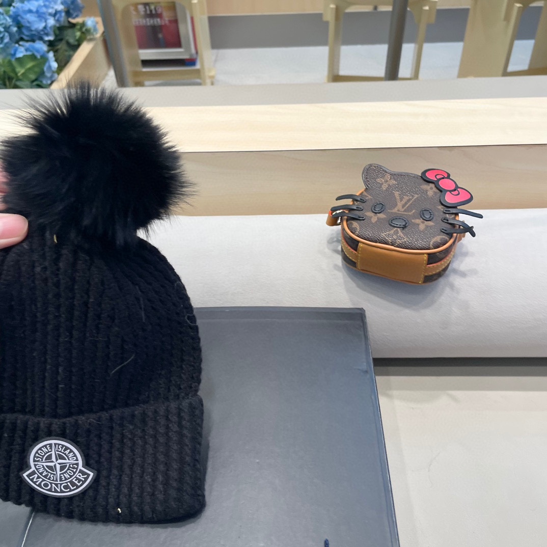 moncler冰岛mjuk兔毛狐狸毛球针织帽女冬花少辛芷蕾迪丽热巴同款毛线帽子