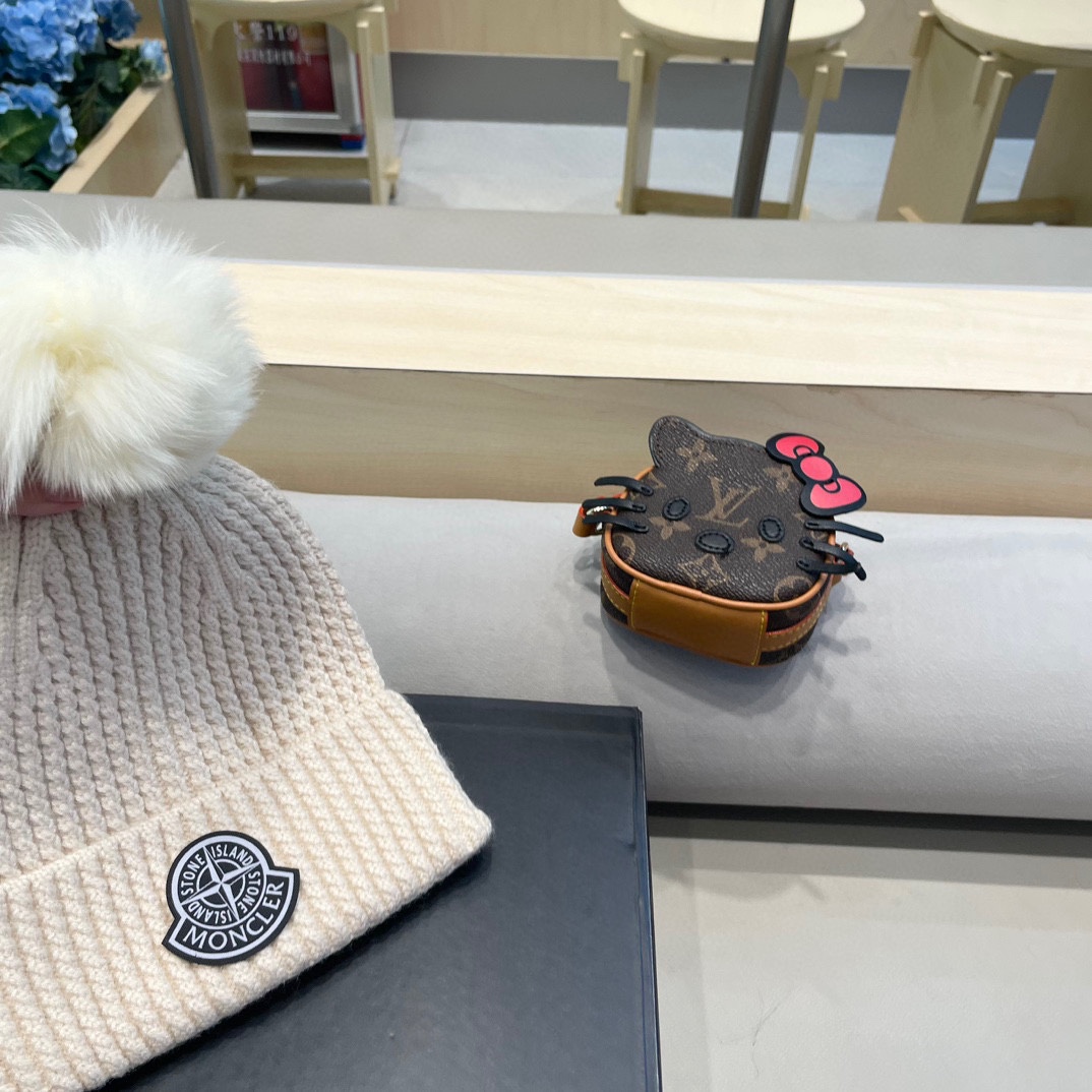 moncler冰岛mjuk兔毛狐狸毛球针织帽女冬花少辛芷蕾迪丽热巴同款毛线帽子