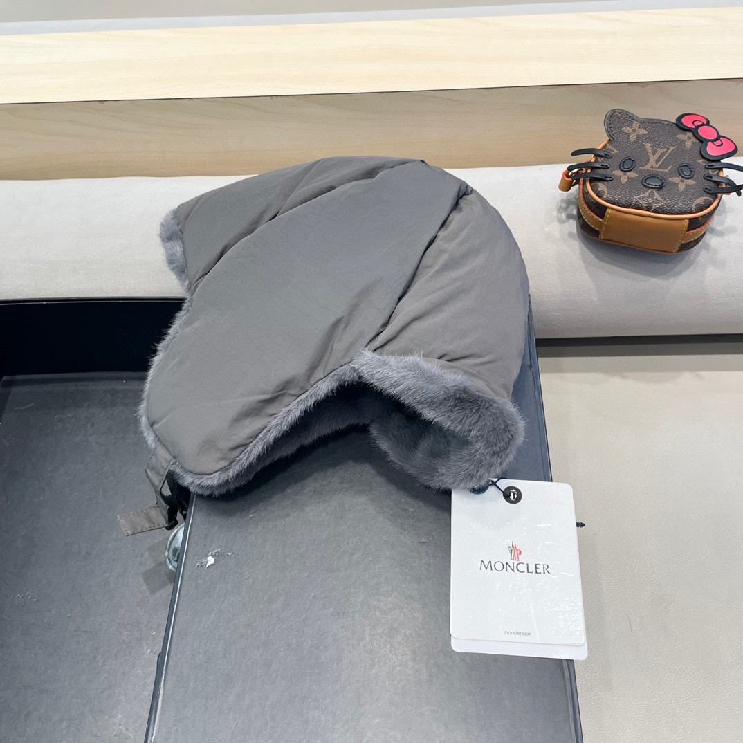 moncler东北雷锋帽秋冬季户外骑电动车防寒保暖护耳帽大头围羽绒棉帽子潮