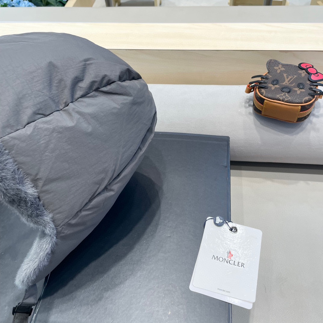 moncler东北雷锋帽秋冬季户外骑电动车防寒保暖护耳帽大头围羽绒棉帽子潮