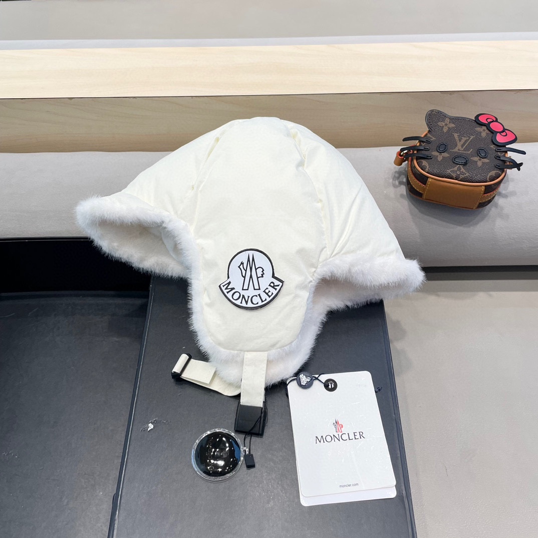 moncler东北雷锋帽秋冬季户外骑电动车防寒保暖护耳帽大头围羽绒棉帽子潮