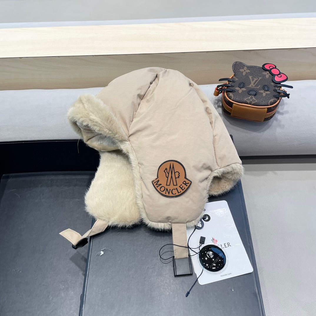 moncler东北雷锋帽秋冬季户外骑电动车防寒保暖护耳帽大头围羽绒棉帽子潮