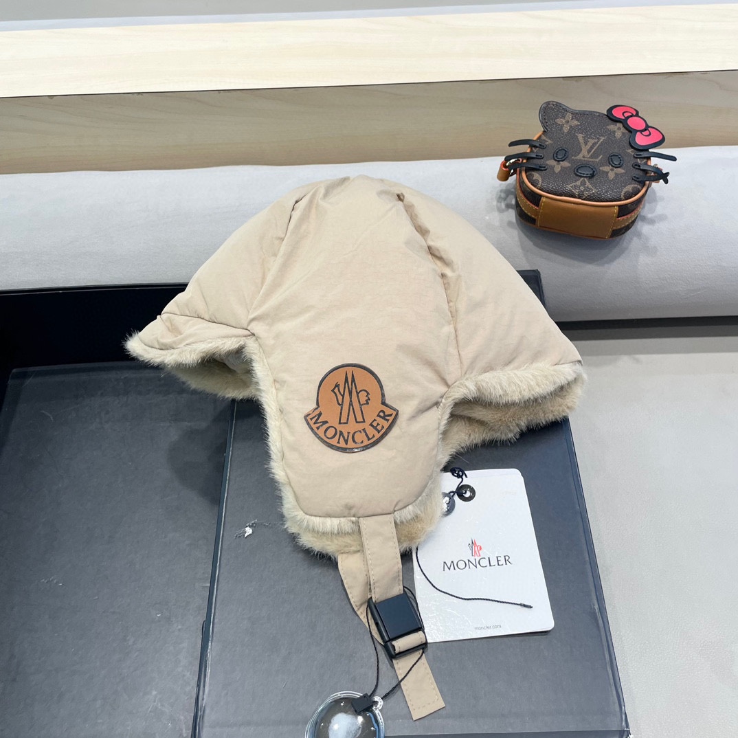 moncler东北雷锋帽秋冬季户外骑电动车防寒保暖护耳帽大头围羽绒棉帽子潮