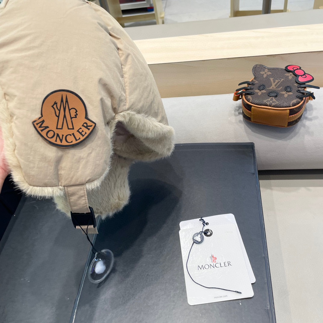 moncler东北雷锋帽秋冬季户外骑电动车防寒保暖护耳帽大头围羽绒棉帽子潮