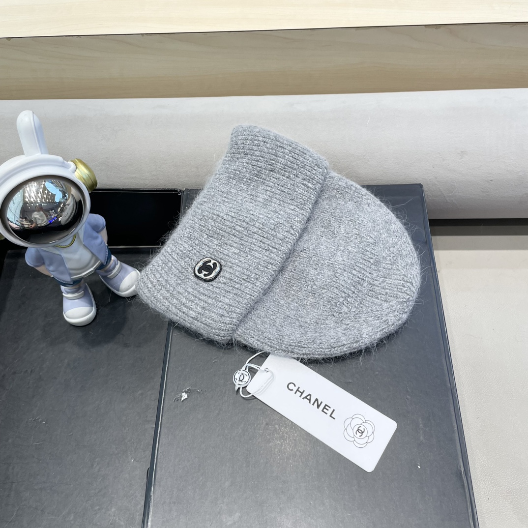 Chanel毛线帽子女秋冬季保暖加绒加厚套头护耳针织帽大头围韩版百搭冷帽