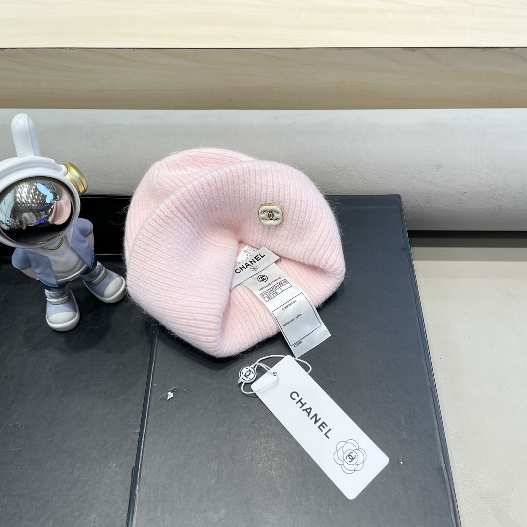Chanel毛线帽子女秋冬季保暖加绒加厚套头护耳针织帽大头围韩版百搭冷帽