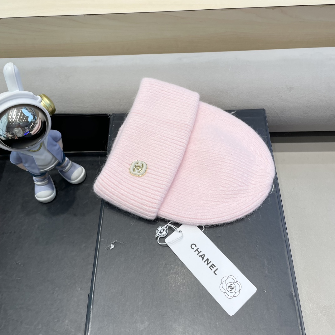 Chanel毛线帽子女秋冬季保暖加绒加厚套头护耳针织帽大头围韩版百搭冷帽